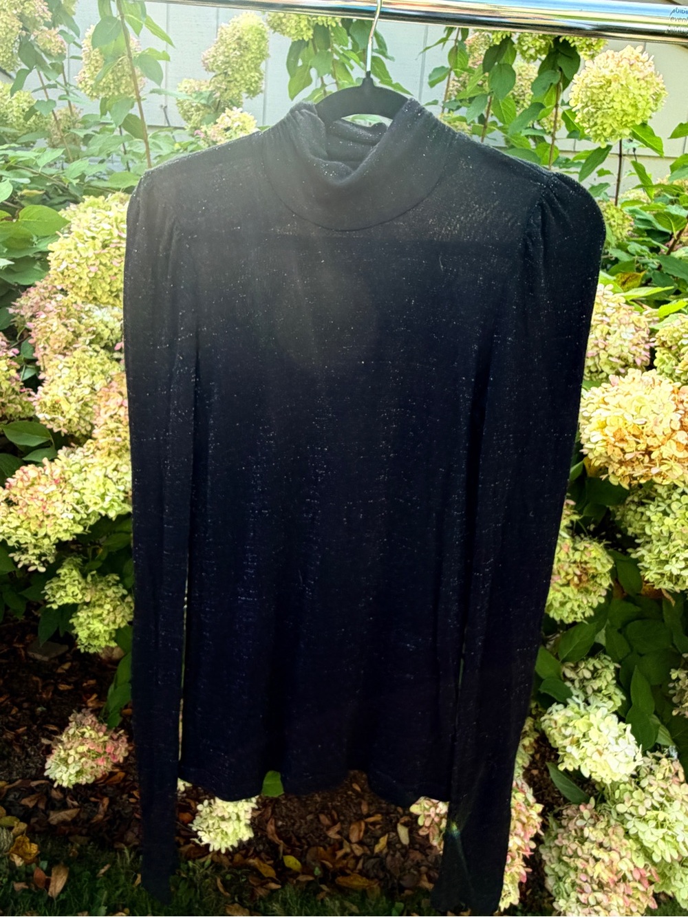 Project Social T Black Sparkle Turtleneck Top